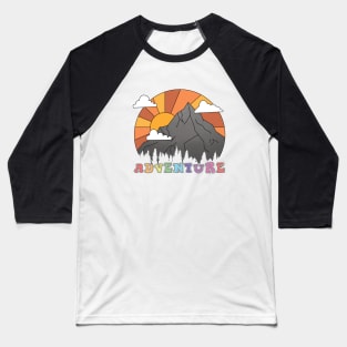 Retro Mountain Sunset Baseball T-Shirt